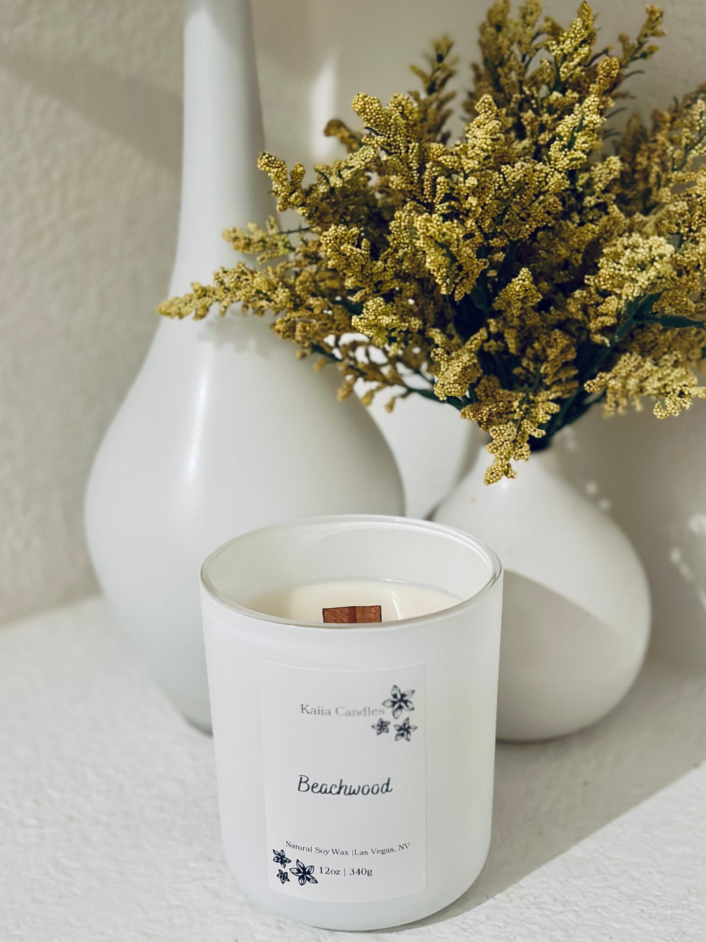 Modern wood wick candle